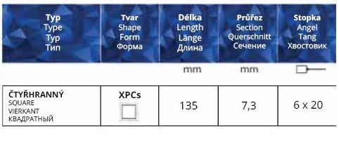 Strojní pilník čtyřhranný - XPCs